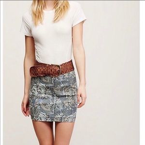 Free People Paisley Denim Skirt
